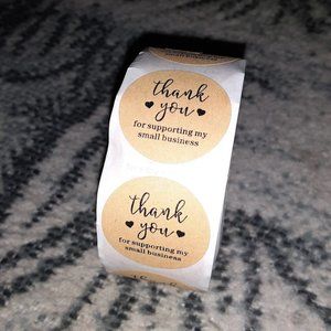 500pc Kraft Paper Black Thank You Sticker Roll, Business Packaging Suppl…
